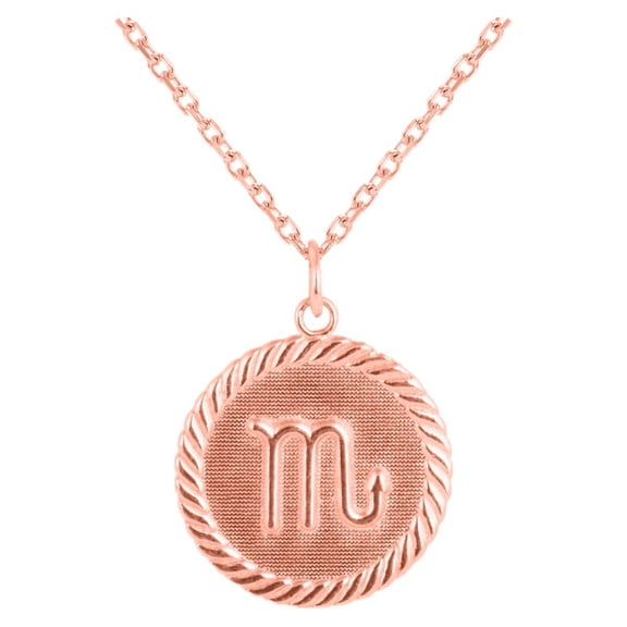 Reversible Virgo Zodiac Sign Charm Coin Pendant Necklace in Solid Gold (18 Inches)