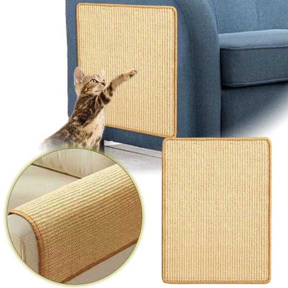 Reversible Wall Mount Cat Scratching Pad with Secure Hook Loop Fastener Sisal Jute Mat for Indoor Feline Furniture