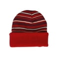 thumbnail image 1 of Reversible Warm Winter Knit Striped Skull Cap Cuff Slouchy Beanie Fleece Lining, Red, 1 of 5