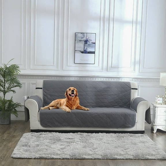 Reversible Water-Resistant Sofa Cover with Foam Sts - Large Size 68.11x75.59 Inches (Gray/L)