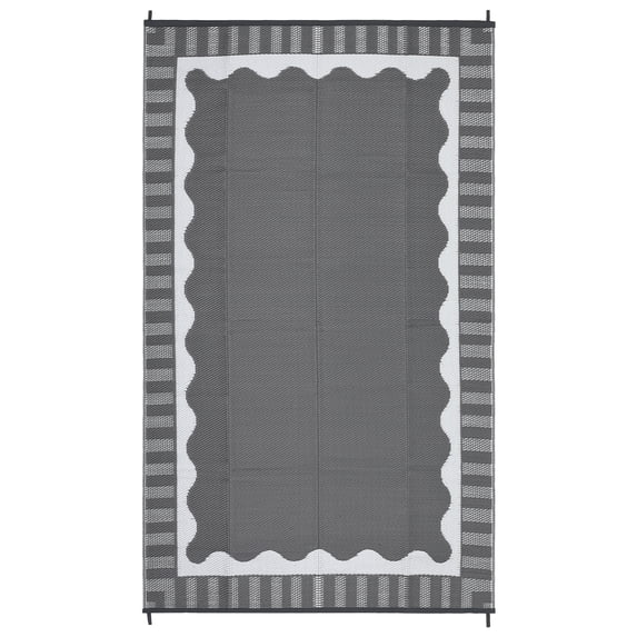 Reversible Waterproof Outdoor Rug - Grey/White Plastic Mat, Modern Wave ...