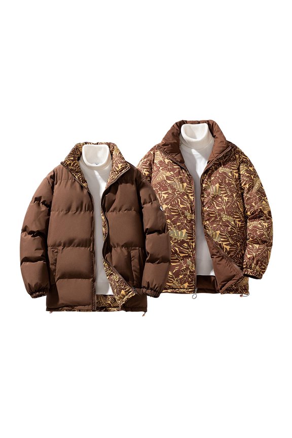 Reversible Wear Maple Or Solid Colour Jacket Casual Couple Versatile Double Wear Jacket Men's Jacket