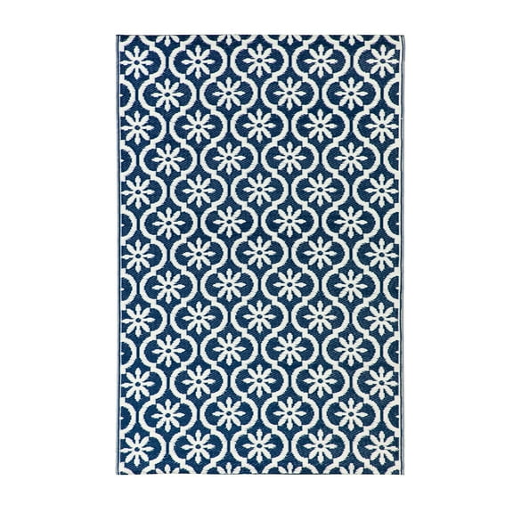 Reversible Weather-resistant Rug Navy Floral 3'x5'
