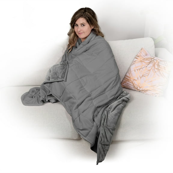 Reversible Weighted Anti-Anxiety Blanket - Grey/Grey - 20lb