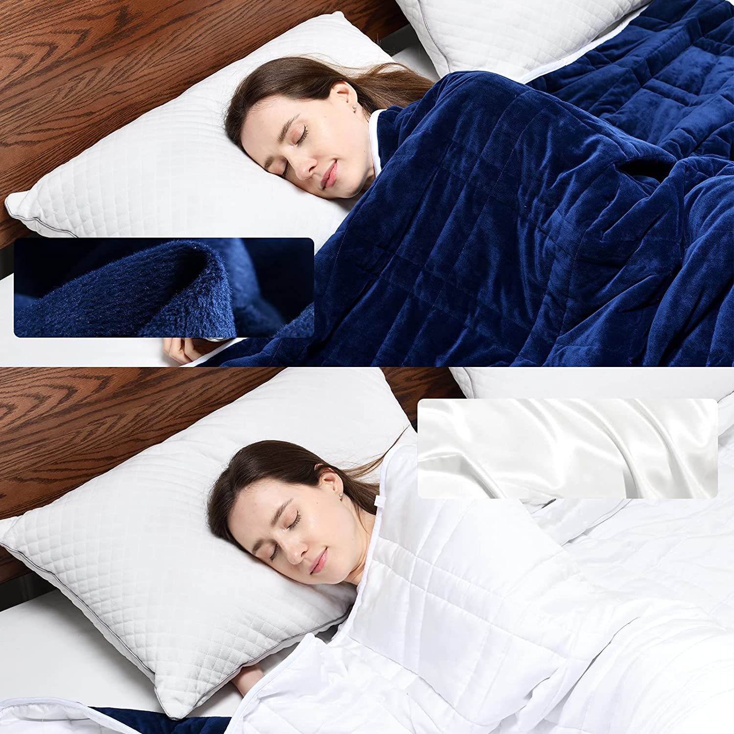 Reversible Weighted Blanket King Size 25lbs(88''x104'' All Season Use