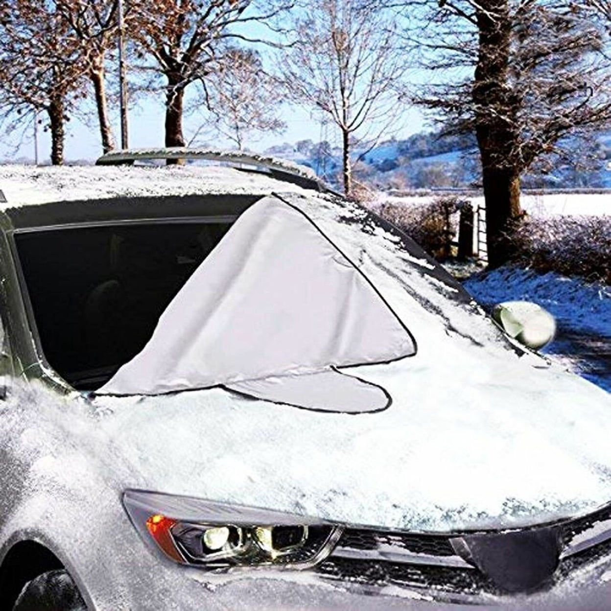 Reversible Windshield Protector Blue Silver Waterproof Cover for Winter Summer Heat