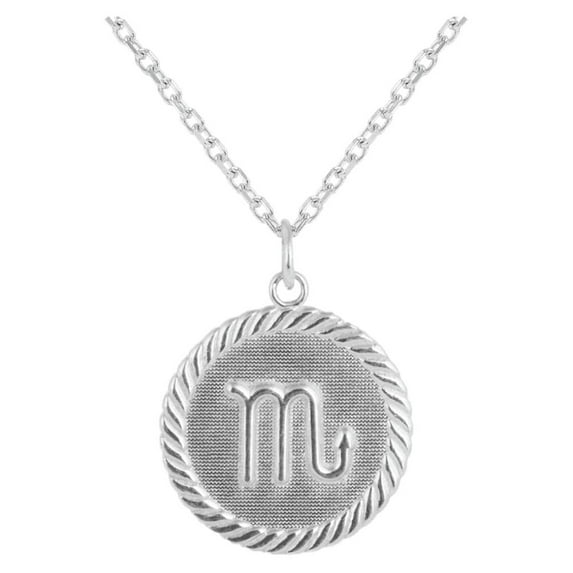 Reversible Zodiac Sign Charm Coin Pendant Necklace in Sterling Silver(Scorpio, 18 Inches)