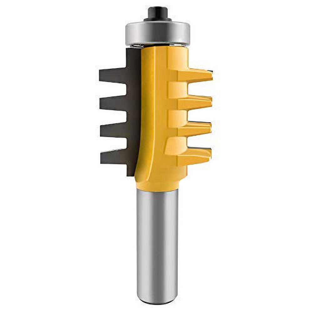 Reversible finger joint router bit with 1/2" wooden handle and carbide tip