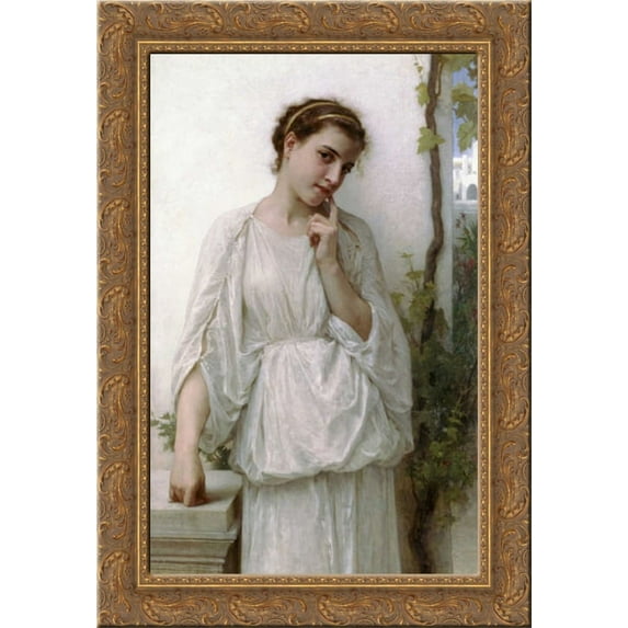 Revery 18x24 Gold Ornate Wood Framed Canvas Art by Bouguereau, William Adolphe