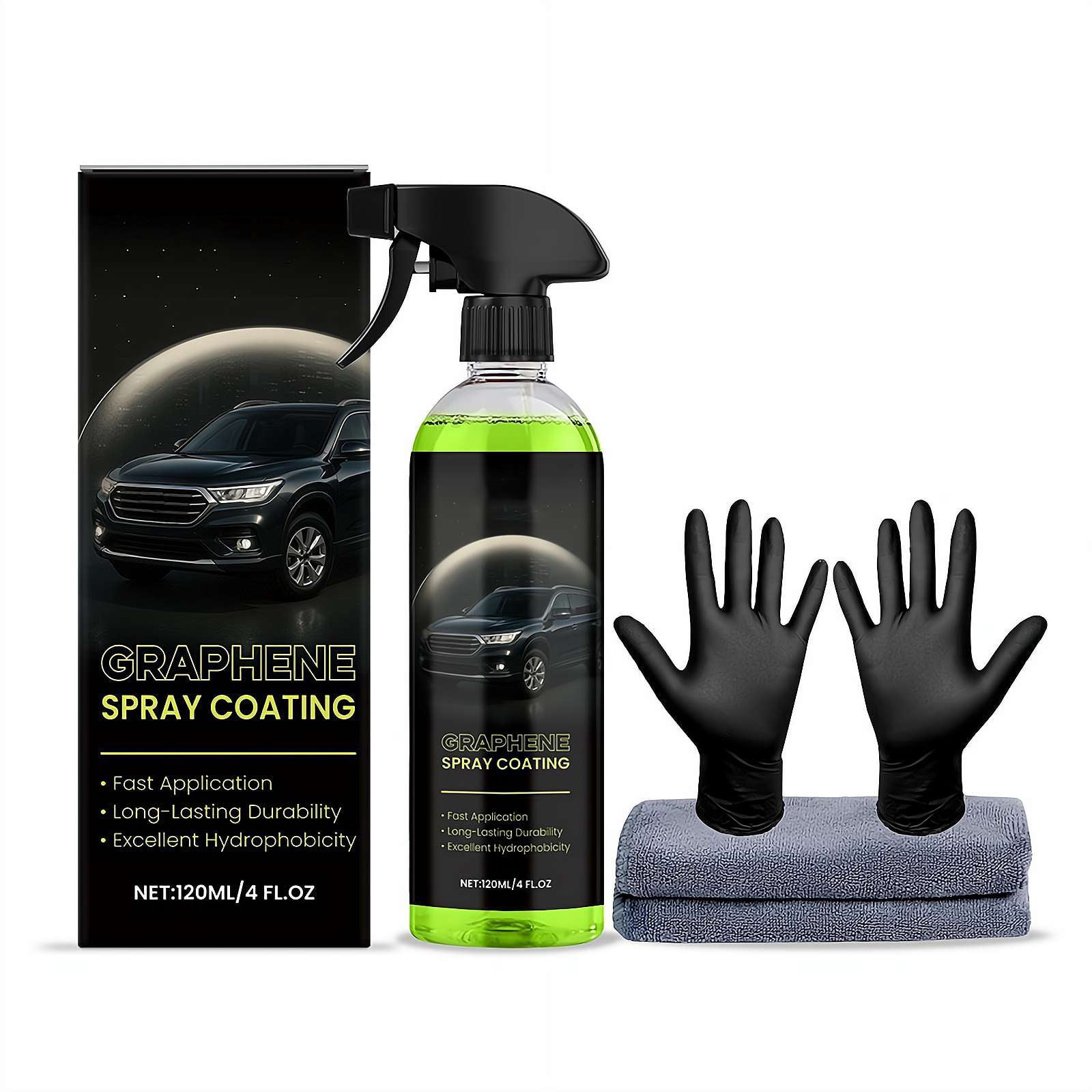 Revestimiento en aerosol de cerámica de grafeno hidrofóbico (16.9 onzas) – Spray de cera de cerámica UV para ruedas de pintura de automóviles y vidrio, capa superior de cerámica de óxido de grafeno