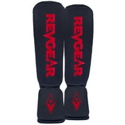 Revgear Dominator Shin Guard | Cloth Shin and Instep | Durable Lightweight Shin Guards for Any Level | Mixed Martial Arts (MMA) Kickboxing or Muay Thai (Large)