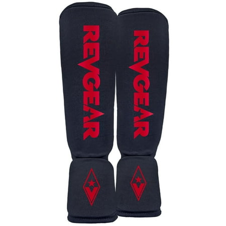 Revgear Dominator Shin Guard | Cloth Shin and Instep | Durable Lightweight Shin Guards for Any Level | Mixed Martial Arts (MMA) Kickboxing or Muay Thai (Medium)
