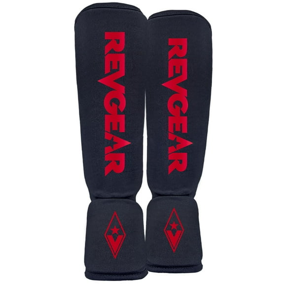 Revgear Dominator Shin Guard | Cloth Shin and Instep | Durable Lightweight Shin Guards for Any Level | Mixed Martial Arts (MMA) Kickboxing or Muay Thai (Medium)