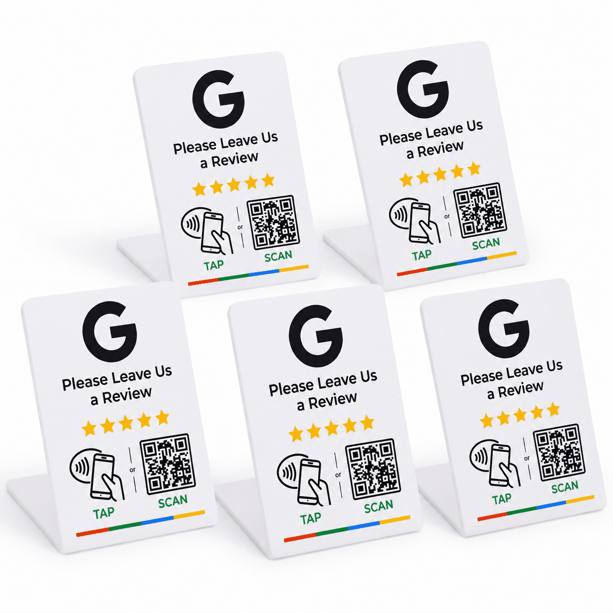 Review Stand, White, 5 Stands, NFC Tap & QR Code Sign for Local ...