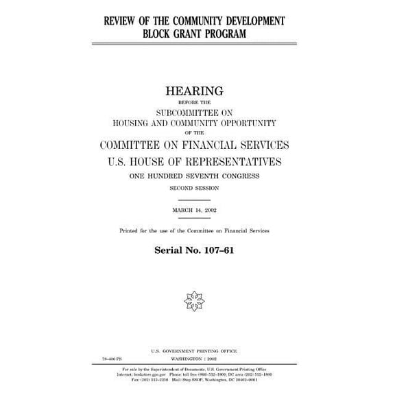 Review of the Community Development Block Grant program (Paperback)