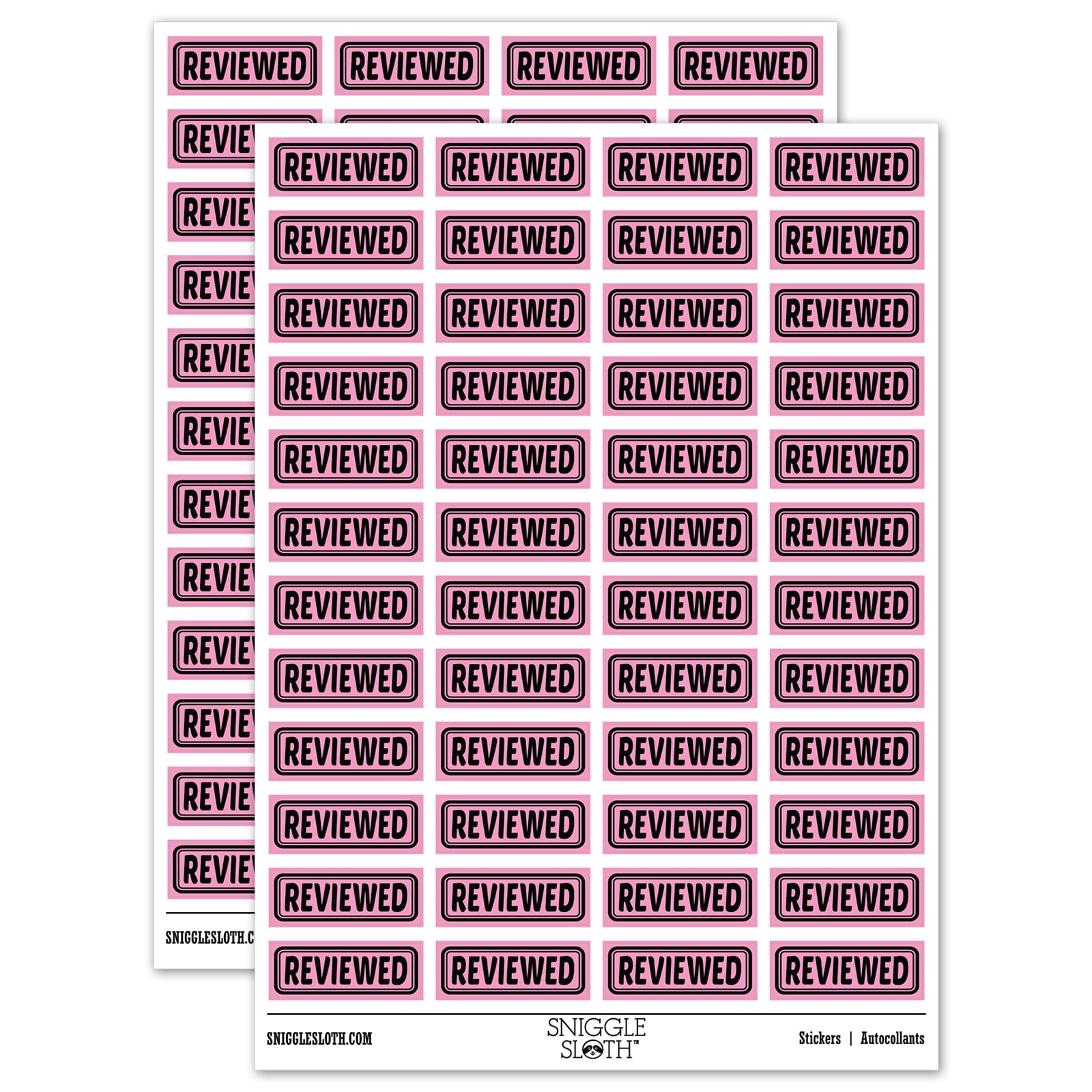 Reviewed Sticker Reviewed Double Border Sticker Set - Light Pink - Gloss Finish - 1.25 ...