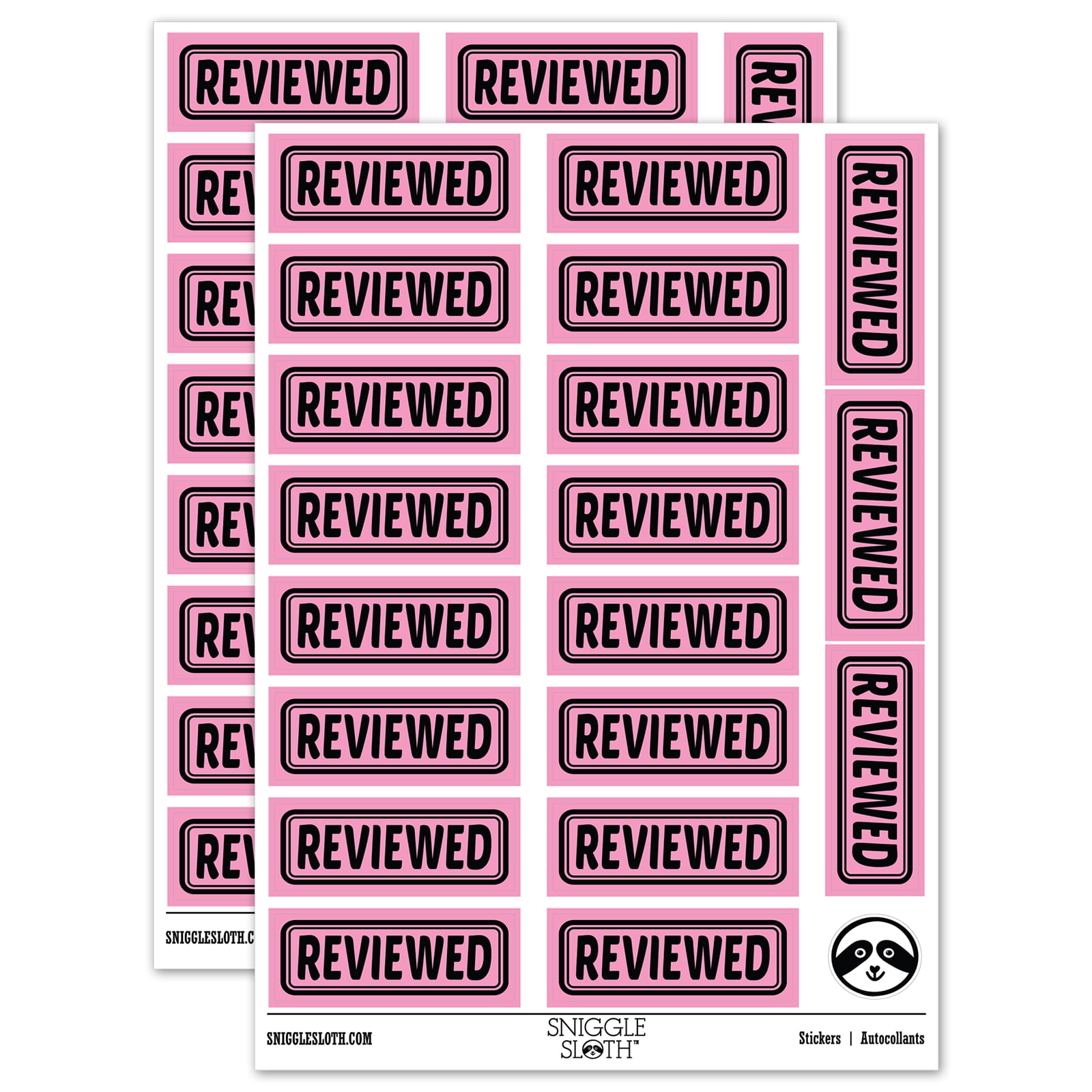 Reviewed Sticker Reviewed Double Border Sticker Set - Light Pink - Matte Finish - 2.00 ...
