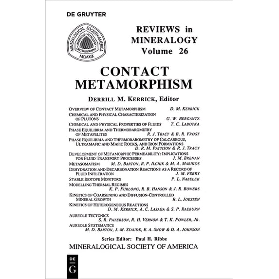 Reviews in Mineralogy & Geochemistry Contact Metamorphism, Book 26, (Paperback)