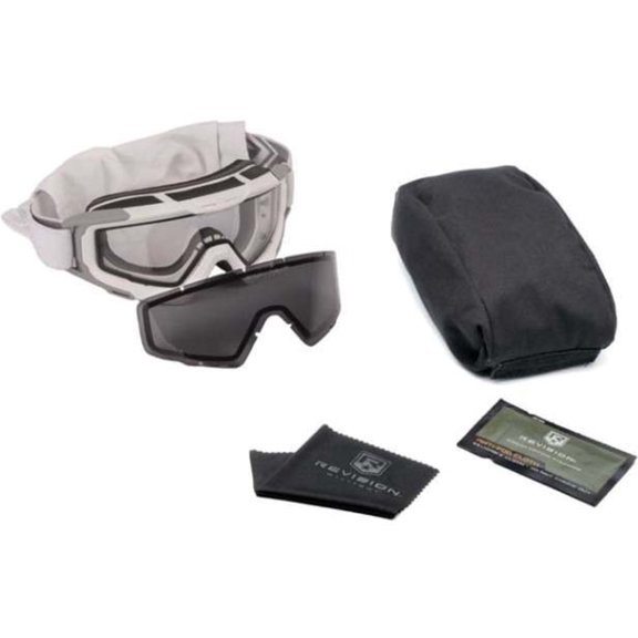 Revision I-VIS Snowhawk Ballistic Goggle System Essential Kit, Clear/Smoke Lens, White Frame