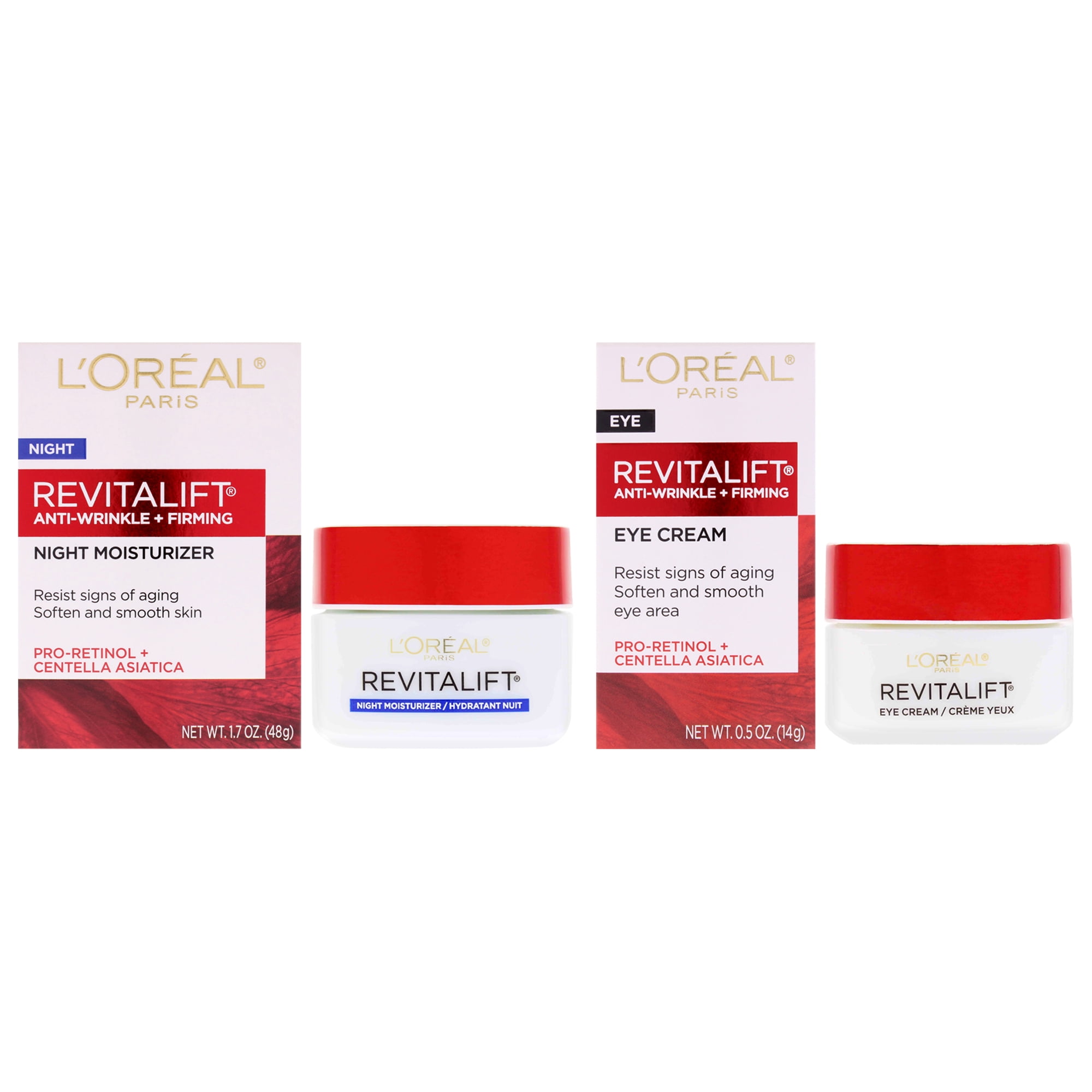 Revitalift Anti Wrinkle Night Moisturizer Kit by LOreal Paris for Unisex - 2 Pc Kit 0.5oz Eye Cream, 1.7oz Night Moisturizer