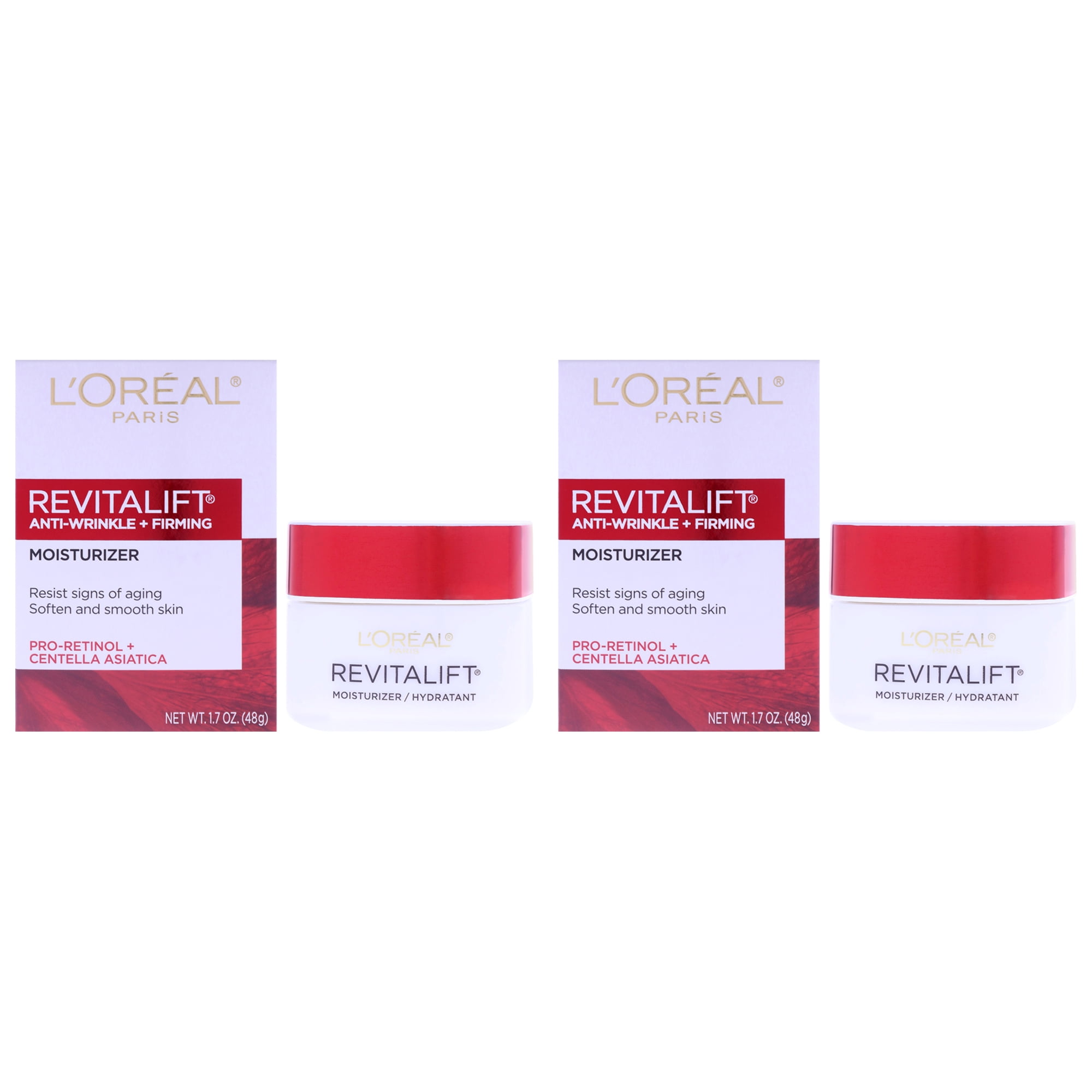 Revitalift Anti Wrinkle and Firming Day Cream by L'Oréal Paris for Unisex - 1.7 oz Moisturizer - Pack of 2