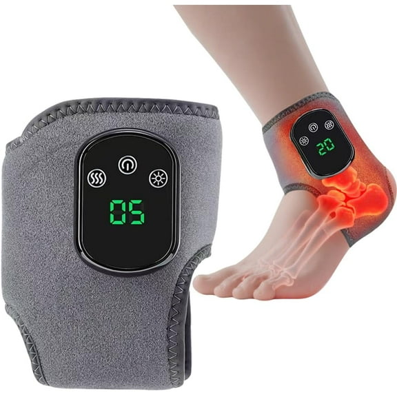 Revitalizing Foot Triple Massager with Heat Function for Pain Relief - Three Adjustable Heat and Massage Levels, Smart Timer, Touchscreen, Compact and Portable, Suitable for All Ages. Ankle Massager.
