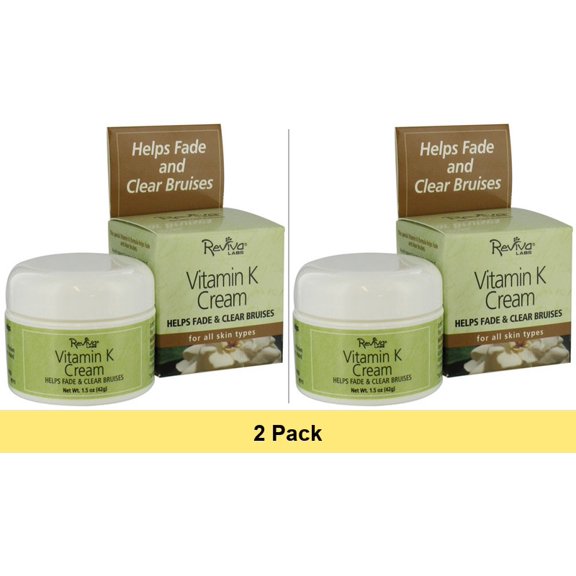 Reviva Labs Vitamin K Cream 2 oz Face Moisturizer for Dark Circles and Fine Lines - 2 Pack