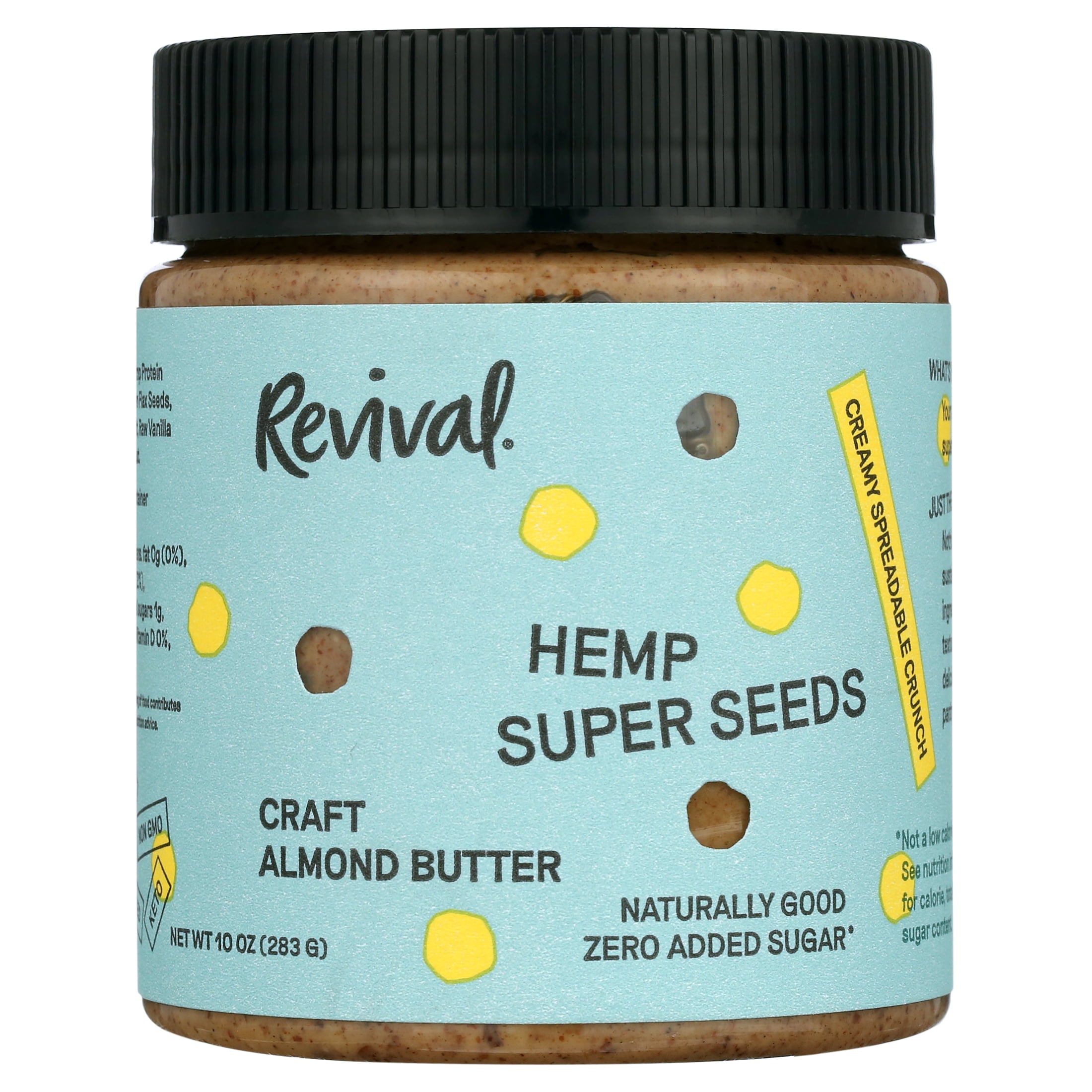 Revival Craft Almond Butter, No Sugar Added Hemp Super Seeds, 10 oz