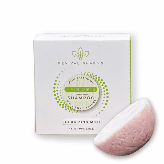 Revival Pharms Clarifying Shampoo Bar, 3 oz, with Castor Oil, Energizing Mint