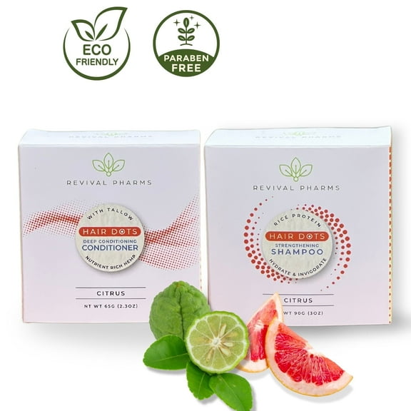 Revival Pharms Strengthening  Shampoo & Deep Conditioner Hair Bars with Citrus, 2 Piece (1 pack)