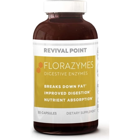 Revival Point Florazymes Premium Digestive Enzymes for Digestion for Women and Men - Includes Pancreatic Enzymes & Proteolytic Enzymes