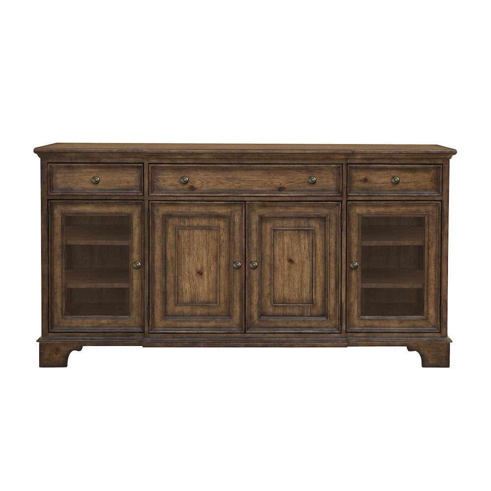 Revival Row Brown 3-Drawer Buffet with Cabinet Doors