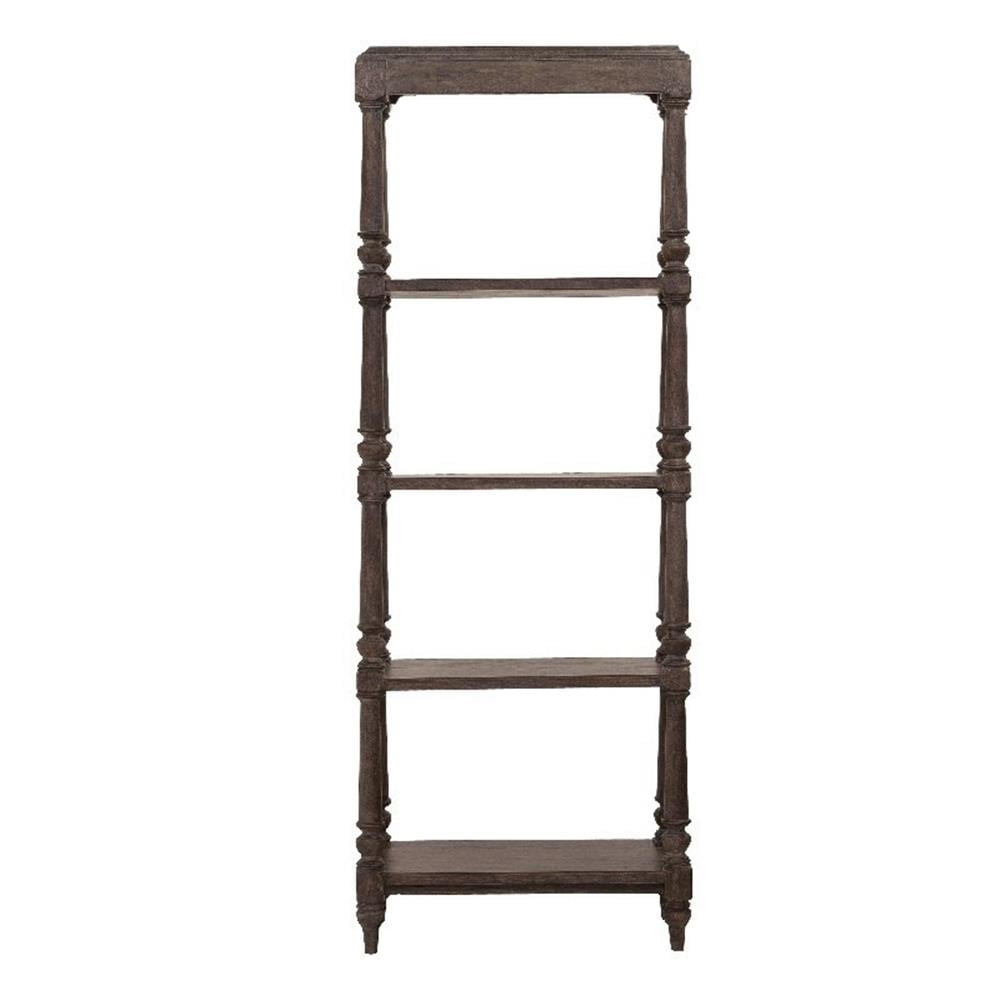 Chimney Smoke Distressed Wood Open Shelf Etagere