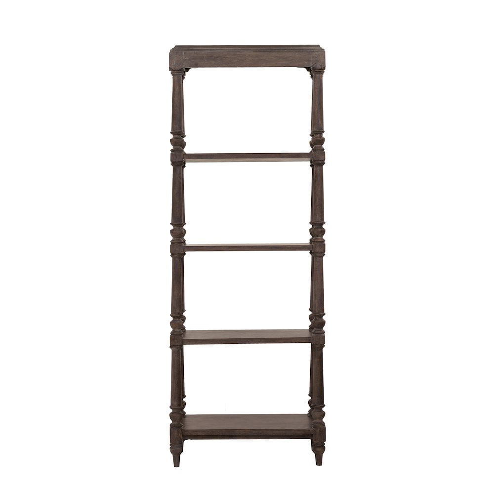 Chimney Smoke Distressed Wood Open Shelf Etagere