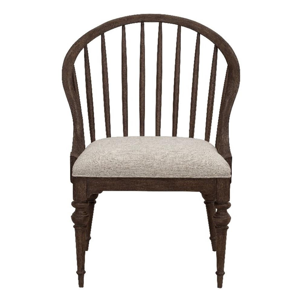 Chimney Smoke Distressed Spindle Back Armchair with Upholstered Seat