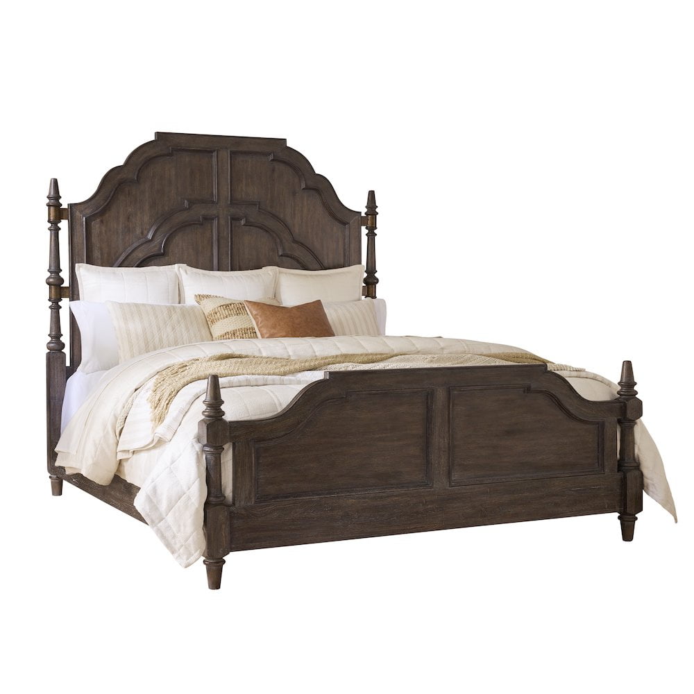 Revival Row Brown King Wood Panel Bed with Headboard