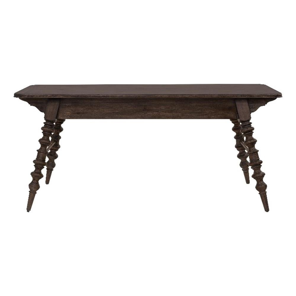 Chimney Smoke Brown Wood Writing Desk with Drawers