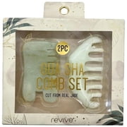 Revive 2 Piece Jade Gua Sha Massage Combs, Natural Jade Stone