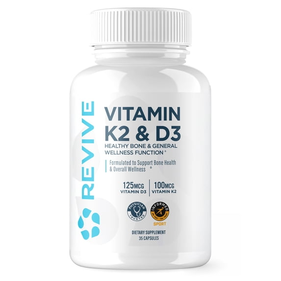 Revive MD Vitamin D3 + K2 Dietary Supplement Capsules, 35 Servings