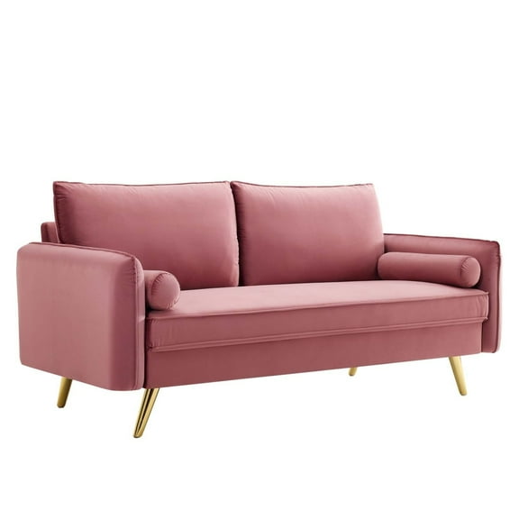Modway Revive Performance Velvet Sofa in Dusty Rose