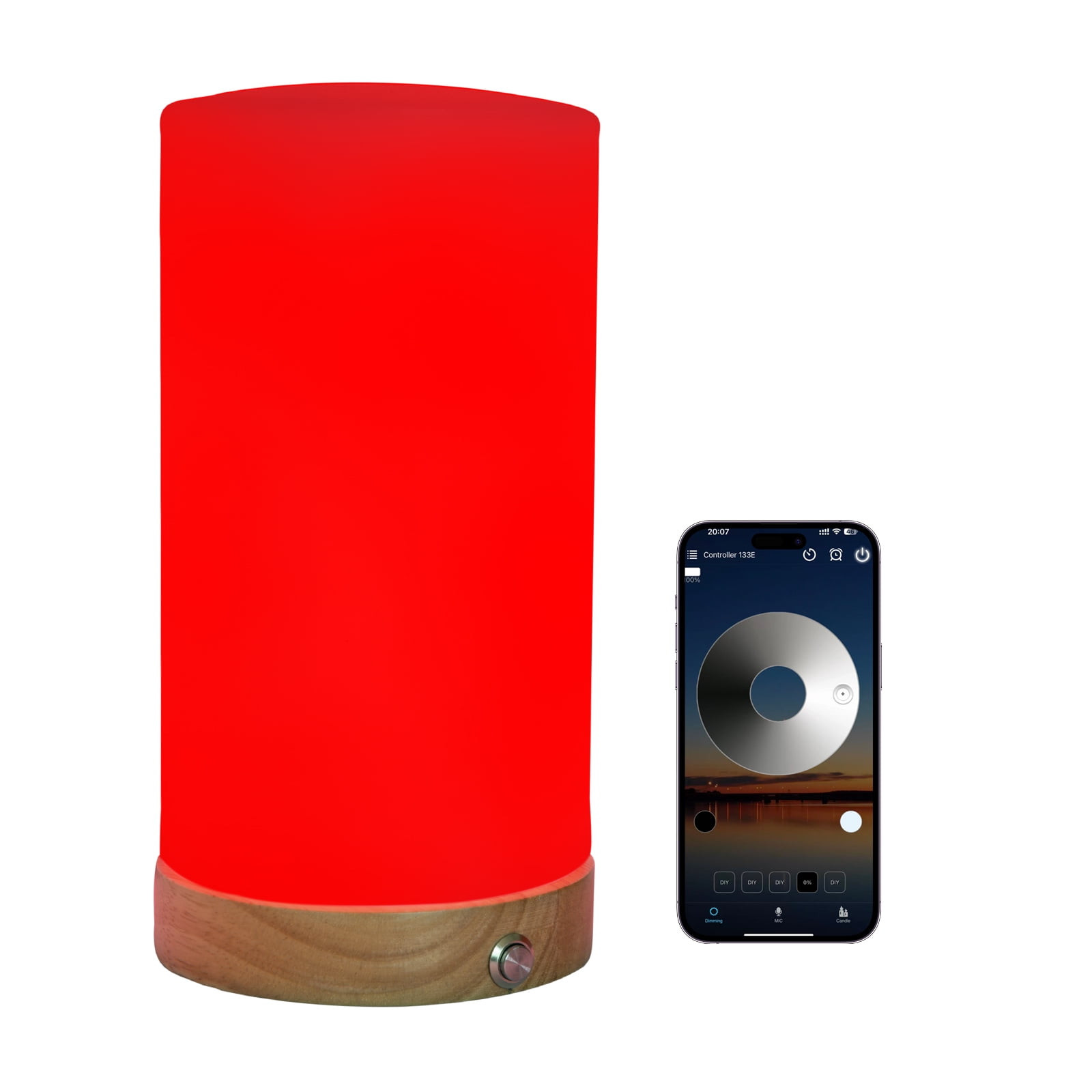 Revive - Red Light Lamp: Red Light for Sleep 660nm Melatonin Promoting Natural Sleep Aid, Bedroom & Nursery Nightlight (milk Shade and Wood Base)