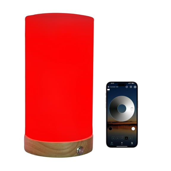 Revive -  Red Light Lamp:  Red Light for Sleep 660nm Melatonin Promoting Natural Sleep Aid, Bedroom & Nursery Nightlight (milk Shade and Wood Base)