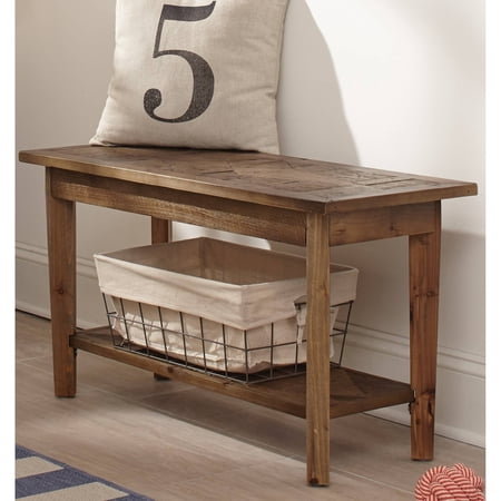 Alaterre Furniture Revive Solid Wood Bench 36 in. Wide, 300lbs Weight Capacity, Entryway, Living Room, Storage Shelf, Rustic Industrial Home Decor, Natural