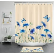 Revive Your Bathroom with a Nostalgic Wildflower Shower Set and Elegant Blue Watercolor Touches - Timeless Vintage Appeal