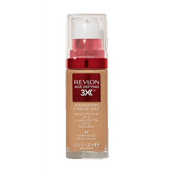 Revlon Age Defying 3X Cream Foundation Makeup, SPF 20, 045 Warm Beige, 1 fl oz