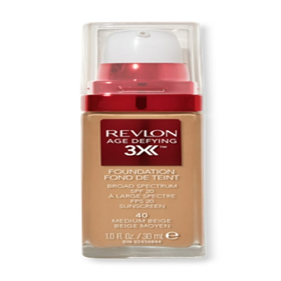 Revlon Age Defying 3X Cream Foundation Makeup, SPF 20, Medium Beige, 1 fl oz