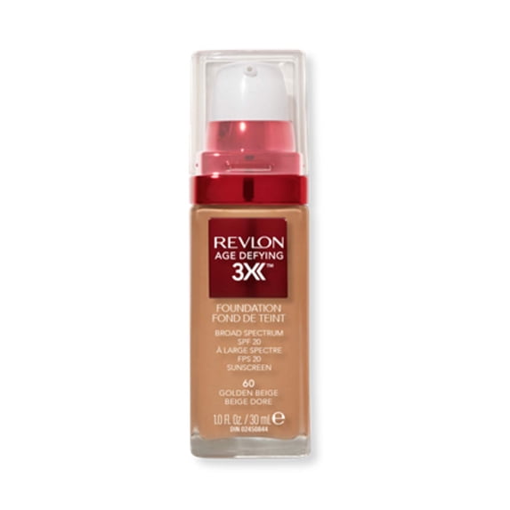 Revlon Age Defying 3X Makeup Foundation: Firming, Lifting & Anti-Aging Medium, Buildable Coverage with Natural Finish - Spf 20, 060 Golden Beige, 1 Fl Oz. Experience Timeless Beauty with Revlon!