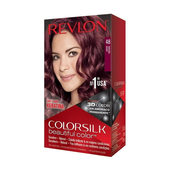 Revlon ColorSilk Beautiful Color, 48 Burgundy For All Hair Type 1 Ea Pack of 4