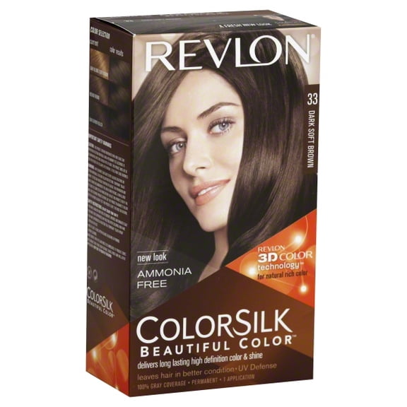 Revlon ColorSilk Beautiful Color Permanent Hair Color, 33 Dark Soft Brown, 1 Count