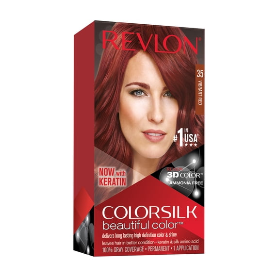 Revlon ColorSilk Beautiful Color Permanent Hair Color, 35 Vibrant Red, 1 count